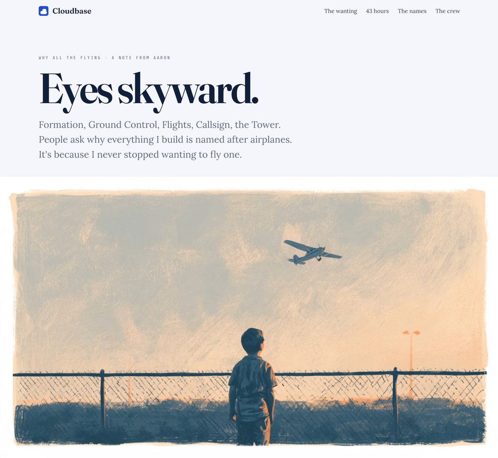 A child stands at a chain-link fence watching a small airplane fly overhead in a golden-hour sky.
